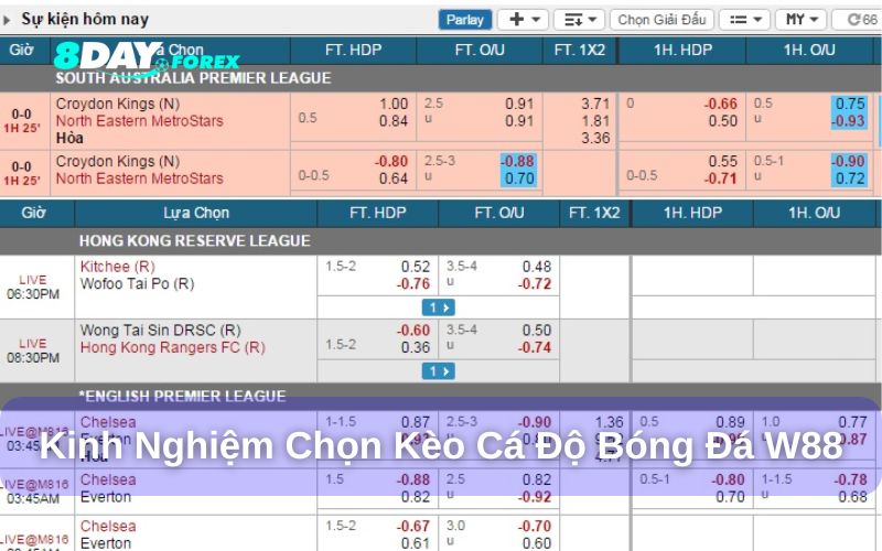 Kinh nghiệm chọn kèo cá độ bóng đá W88
